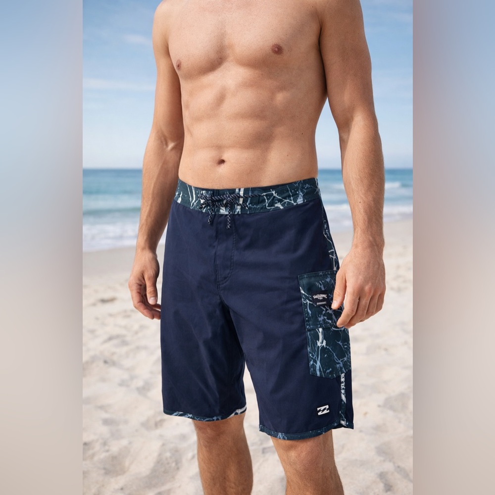 Billabong Navy and Marble Swim Board Shorts
